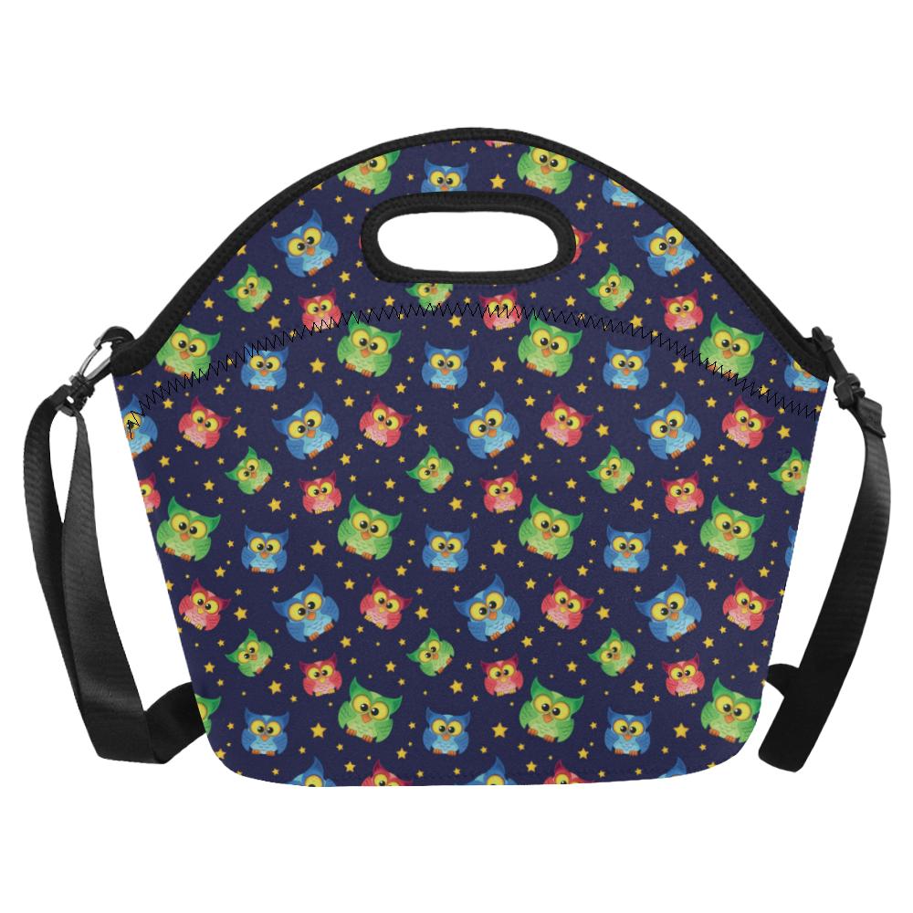Owl with Star Themed Design Print Neoprene Lunch Bag (Model 1669)(Large)-JTAMIGO.COM