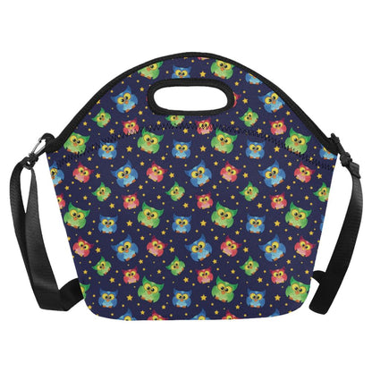 Owl with Star Themed Design Print Neoprene Lunch Bag (Model 1669)(Large)-JTAMIGO.COM