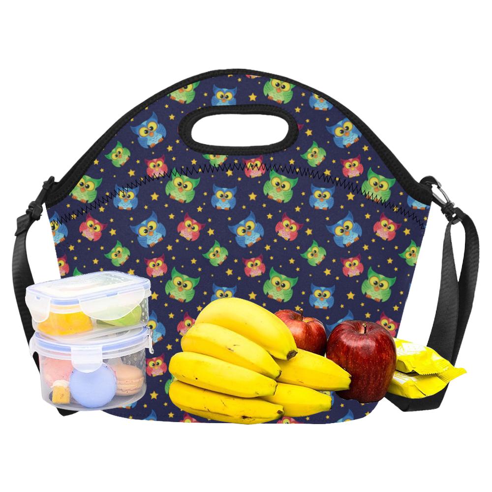 Owl with Star Themed Design Print Neoprene Lunch Bag (Model 1669)(Large)-JTAMIGO.COM