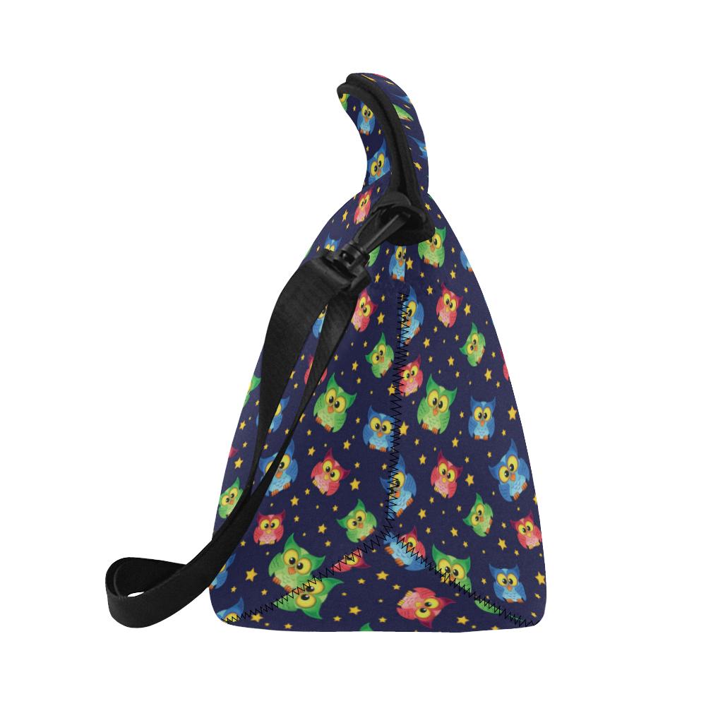 Owl with Star Themed Design Print Neoprene Lunch Bag (Model 1669)(Large)-JTAMIGO.COM