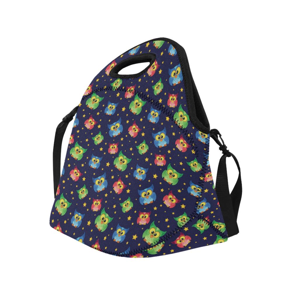 Owl with Star Themed Design Print Neoprene Lunch Bag (Model 1669)(Large)-JTAMIGO.COM