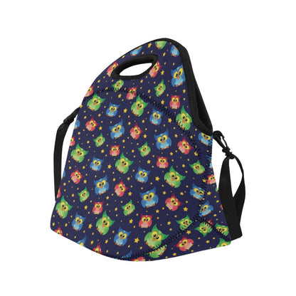 Owl with Star Themed Design Print Neoprene Lunch Bag (Model 1669)(Large)-JTAMIGO.COM