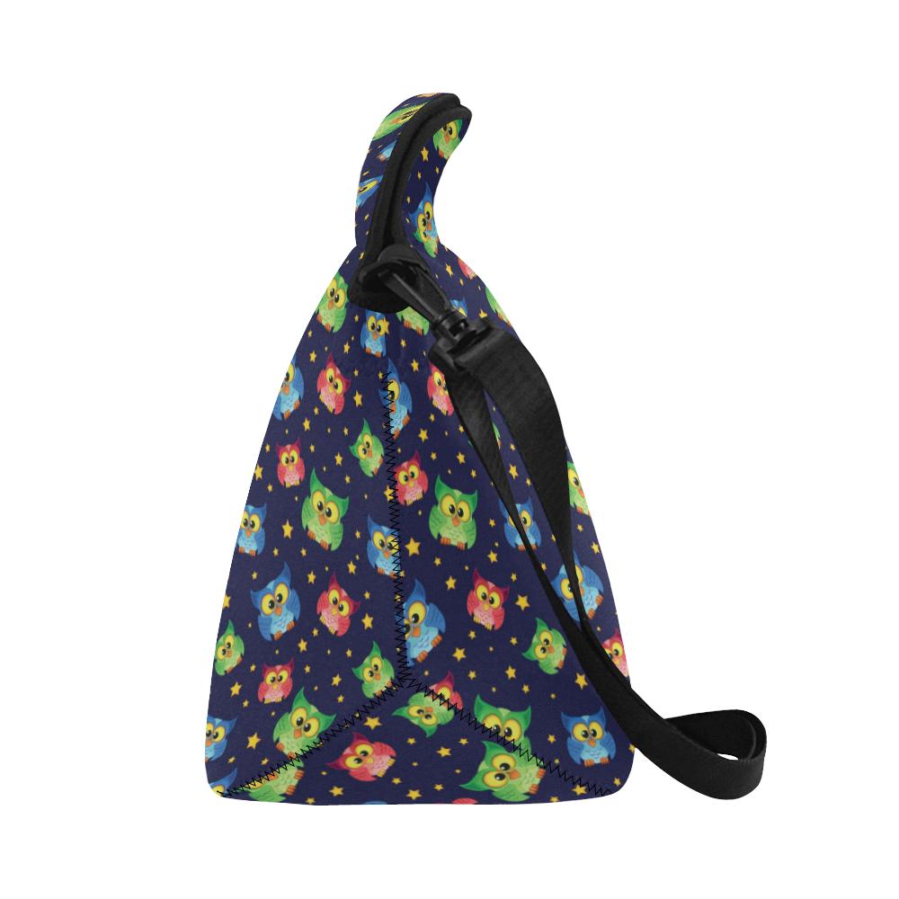 Owl with Star Themed Design Print Neoprene Lunch Bag (Model 1669)(Large)-JTAMIGO.COM