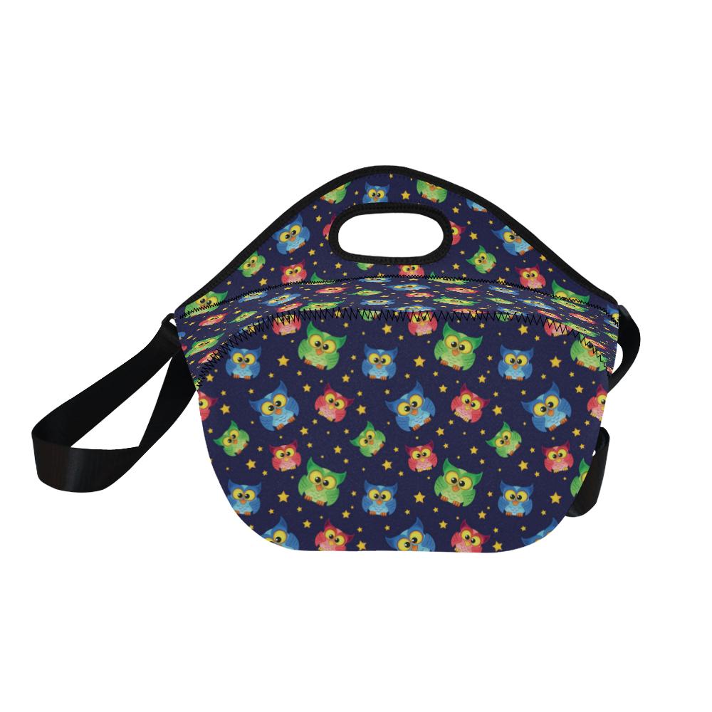 Owl with Star Themed Design Print Neoprene Lunch Bag (Model 1669)(Large)-JTAMIGO.COM