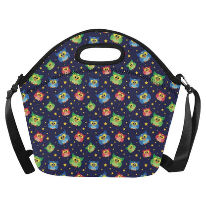 Owl with Star Themed Design Print Neoprene Lunch Bag (Model 1669)(Large)-JTAMIGO.COM