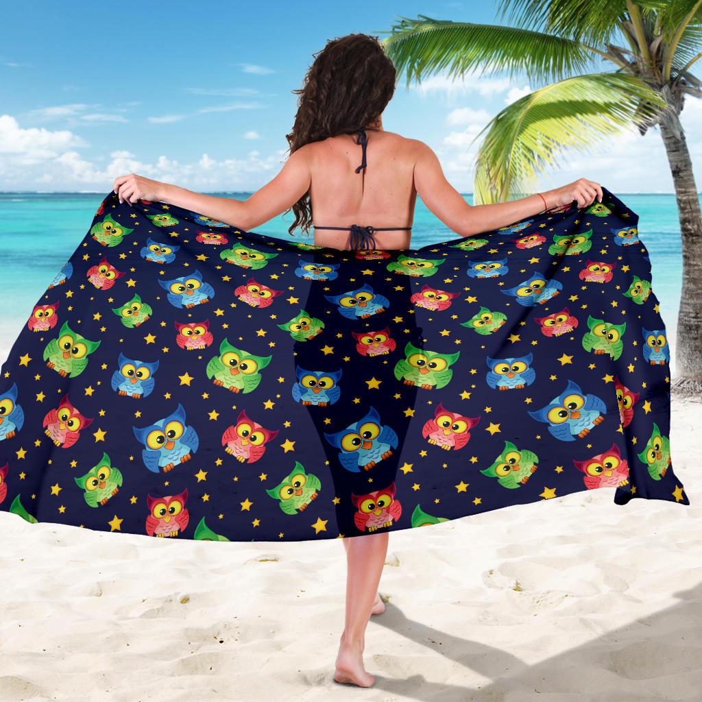 Owl with Star Themed Design Print Sarong Pareo Wrap