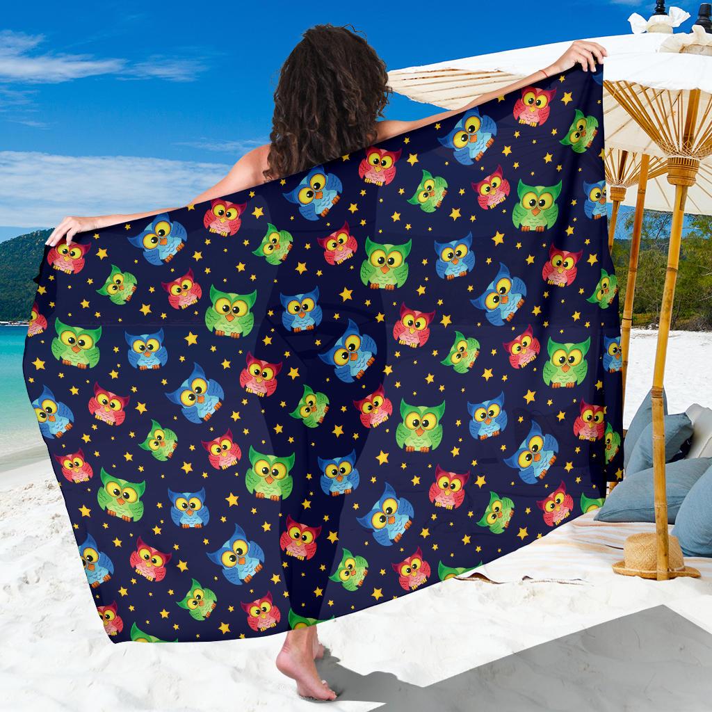 Owl with Star Themed Design Print Sarong Pareo Wrap