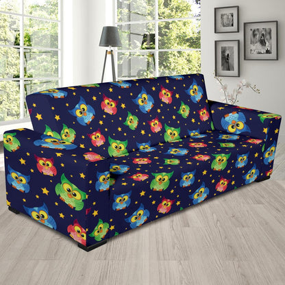 Owl with Star Themed Design Print Sofa Slipcover-JTAMIGO.COM