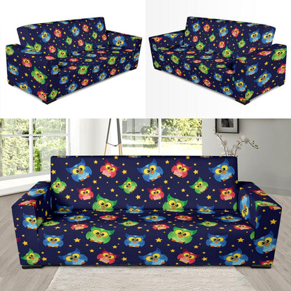 Owl with Star Themed Design Print Sofa Slipcover-JTAMIGO.COM