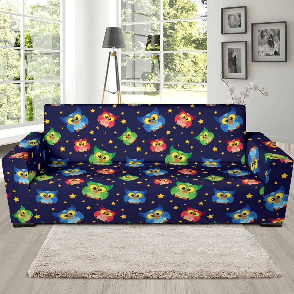 Owl with Star Themed Design Print Sofa Slipcover-JTAMIGO.COM