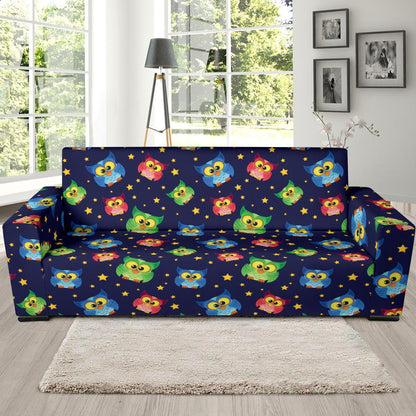 Owl with Star Themed Design Print Sofa Slipcover-JTAMIGO.COM