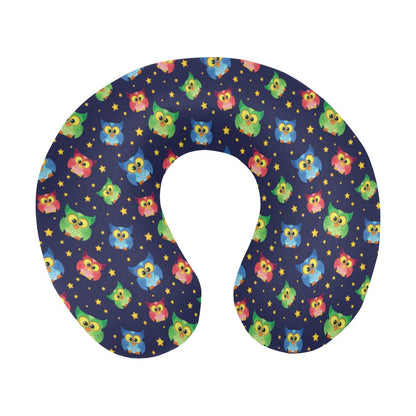 Owl with Star Themed Design Print U-Shaped Travel Neck Pillow-JTAMIGO.COM