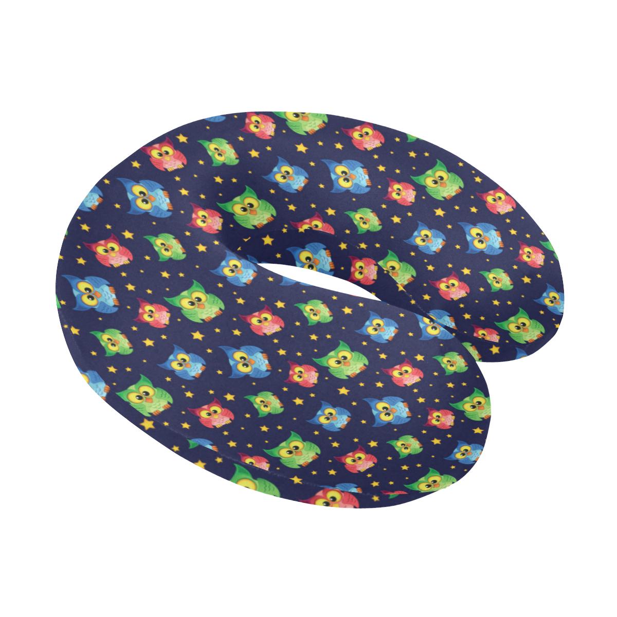 Owl with Star Themed Design Print U-Shaped Travel Neck Pillow-JTAMIGO.COM