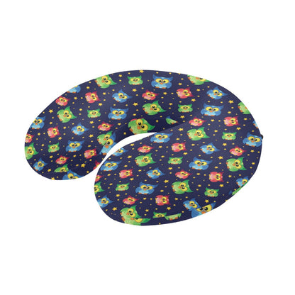Owl with Star Themed Design Print U-Shaped Travel Neck Pillow-JTAMIGO.COM