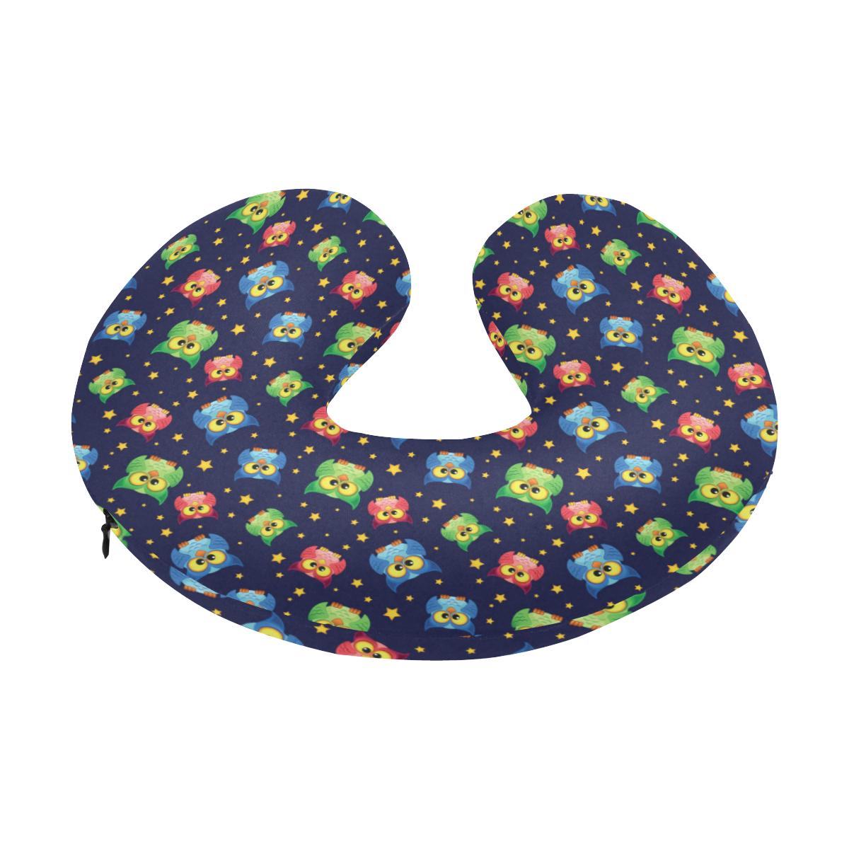 Owl with Star Themed Design Print U-Shaped Travel Neck Pillow-JTAMIGO.COM