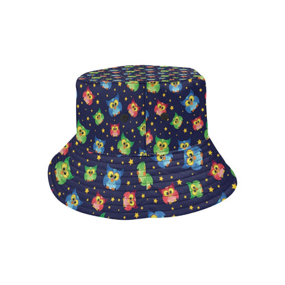 Owl with Star Themed Design Print Unisex Bucket Hat