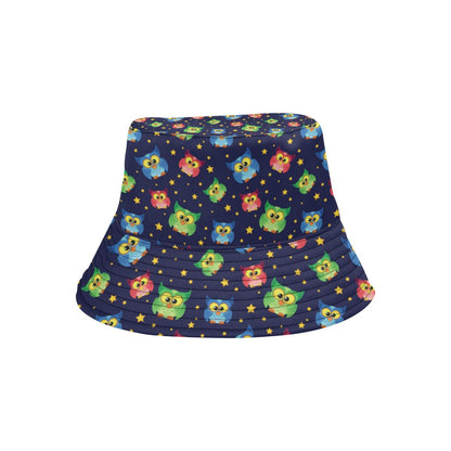Owl with Star Themed Design Print Unisex Bucket Hat
