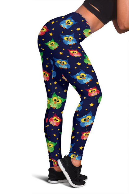 Owl with Star Themed Design Print Women Leggings