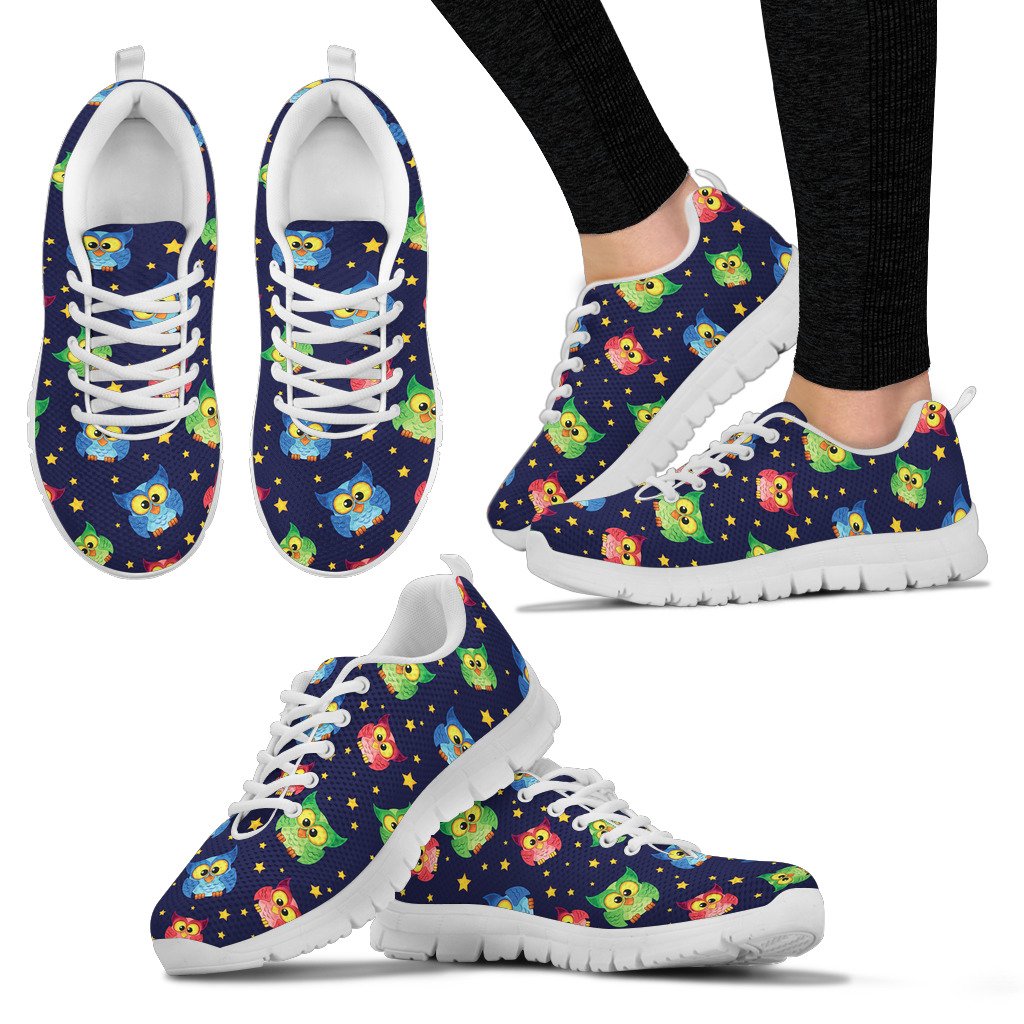 Owl With Star Themed Design Print Women Sneakers Shoes