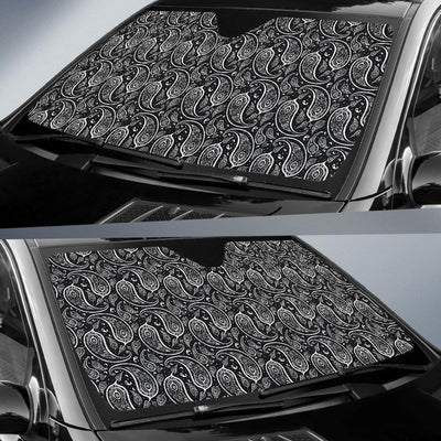 Paisley Black Design Print Car Sun Shade For Windshield