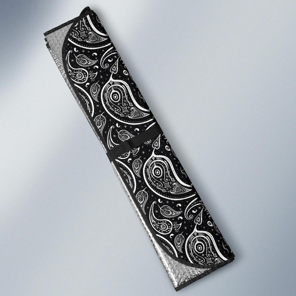 Paisley Black Design Print Car Sun Shade For Windshield