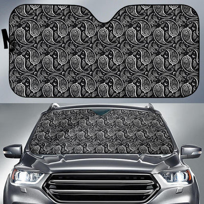 Paisley Black Design Print Car Sun Shade For Windshield
