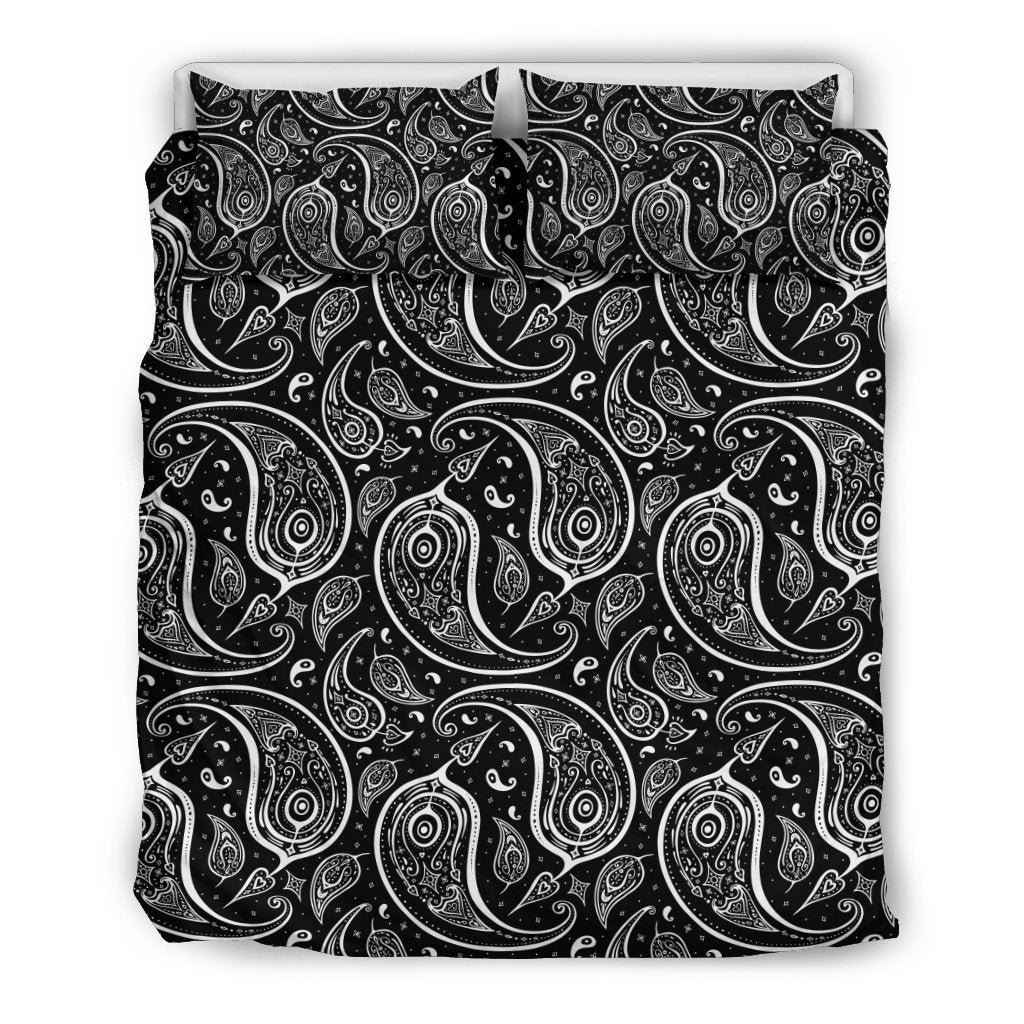 Paisley Black Design Print Duvet Cover Bedding Set