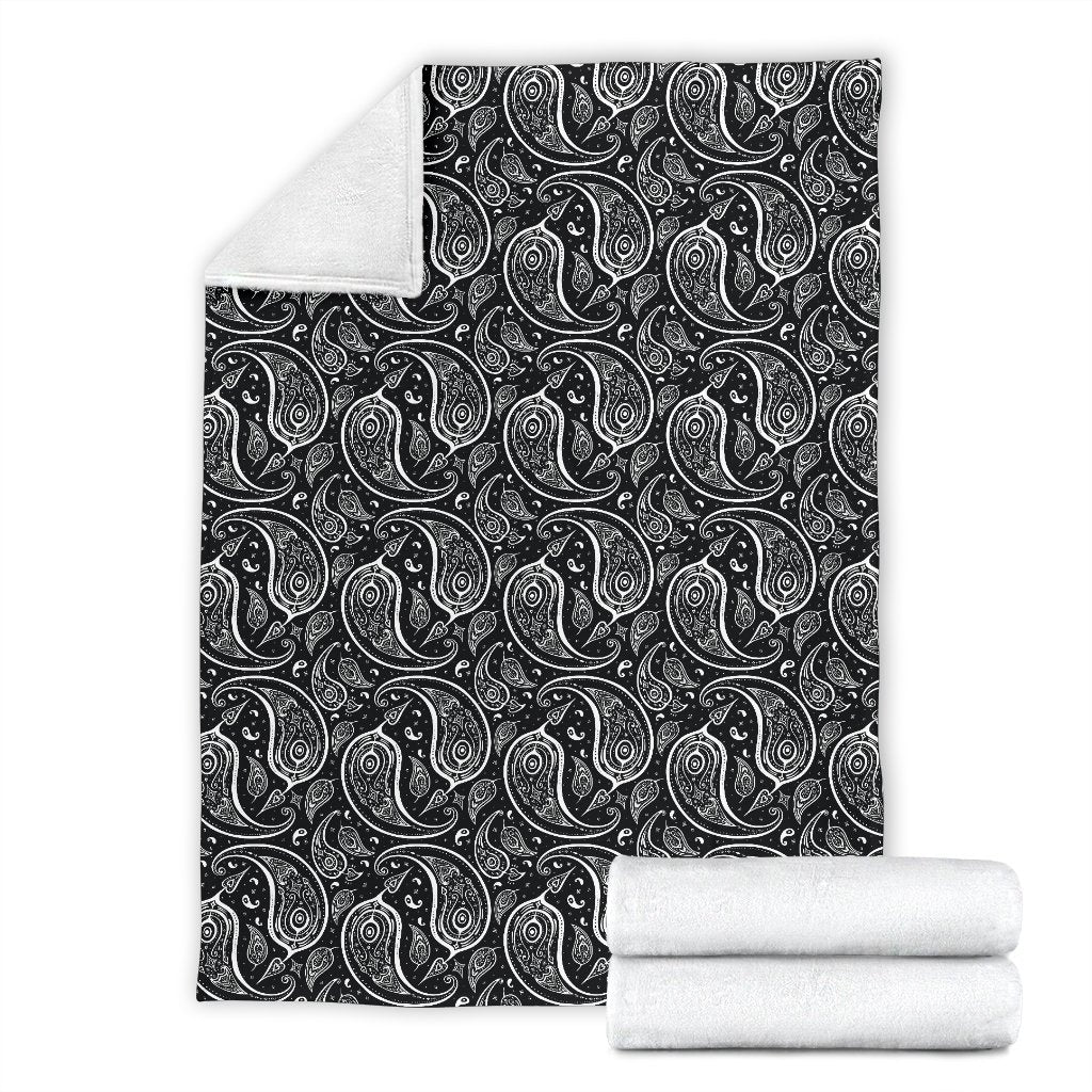 Paisley Black Design Print Fleece Blanket