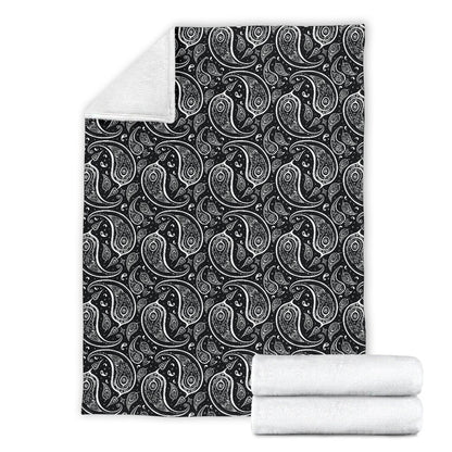 Paisley Black Design Print Fleece Blanket