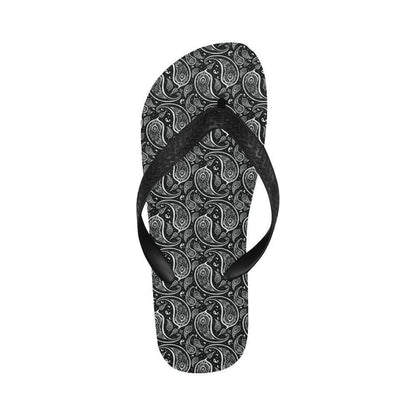 Paisley Black Design Print Flip Flops-JTAMIGO.COM