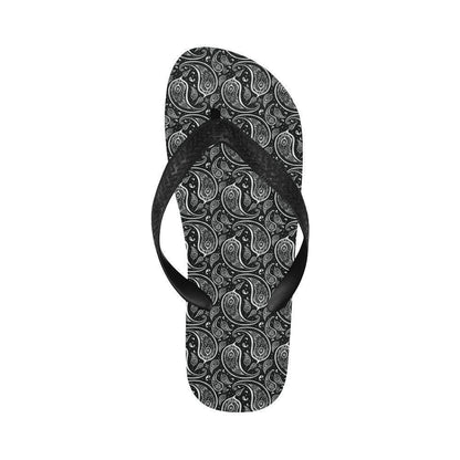 Paisley Black Design Print Flip Flops-JTAMIGO.COM
