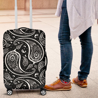 Paisley Black Design Print Luggage Cover Protector