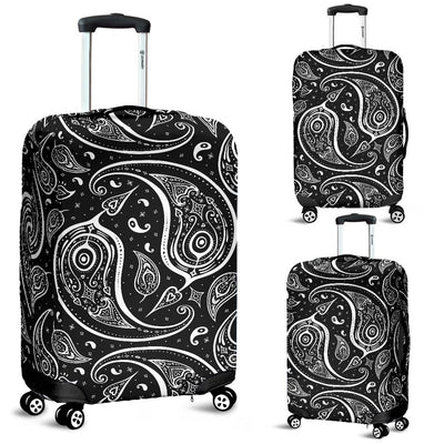 Paisley Black Design Print Luggage Cover Protector