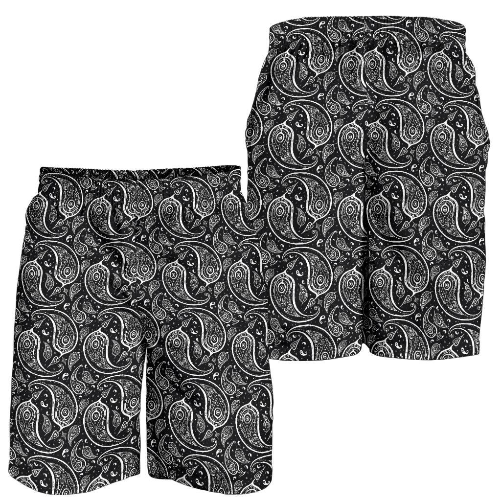 Paisley Black Design Print Mens Shorts-JTAMIGO.COM