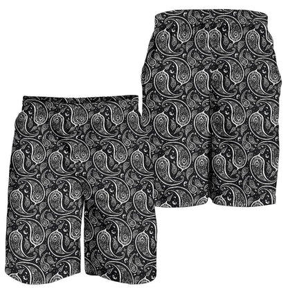 Paisley Black Design Print Mens Shorts-JTAMIGO.COM
