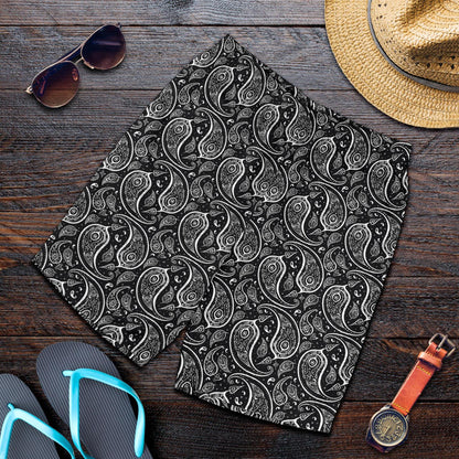 Paisley Black Design Print Mens Shorts-JTAMIGO.COM