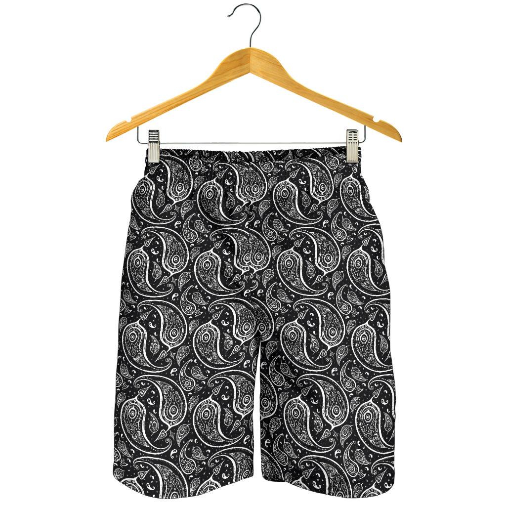 Paisley Black Design Print Mens Shorts-JTAMIGO.COM