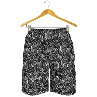 Paisley Black Design Print Mens Shorts-JTAMIGO.COM