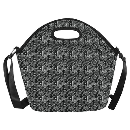 Paisley Black Design Print Neoprene Lunch Bag (Model 1669)(Large)-JTAMIGO.COM