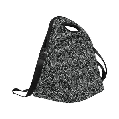 Paisley Black Design Print Neoprene Lunch Bag (Model 1669)(Large)-JTAMIGO.COM