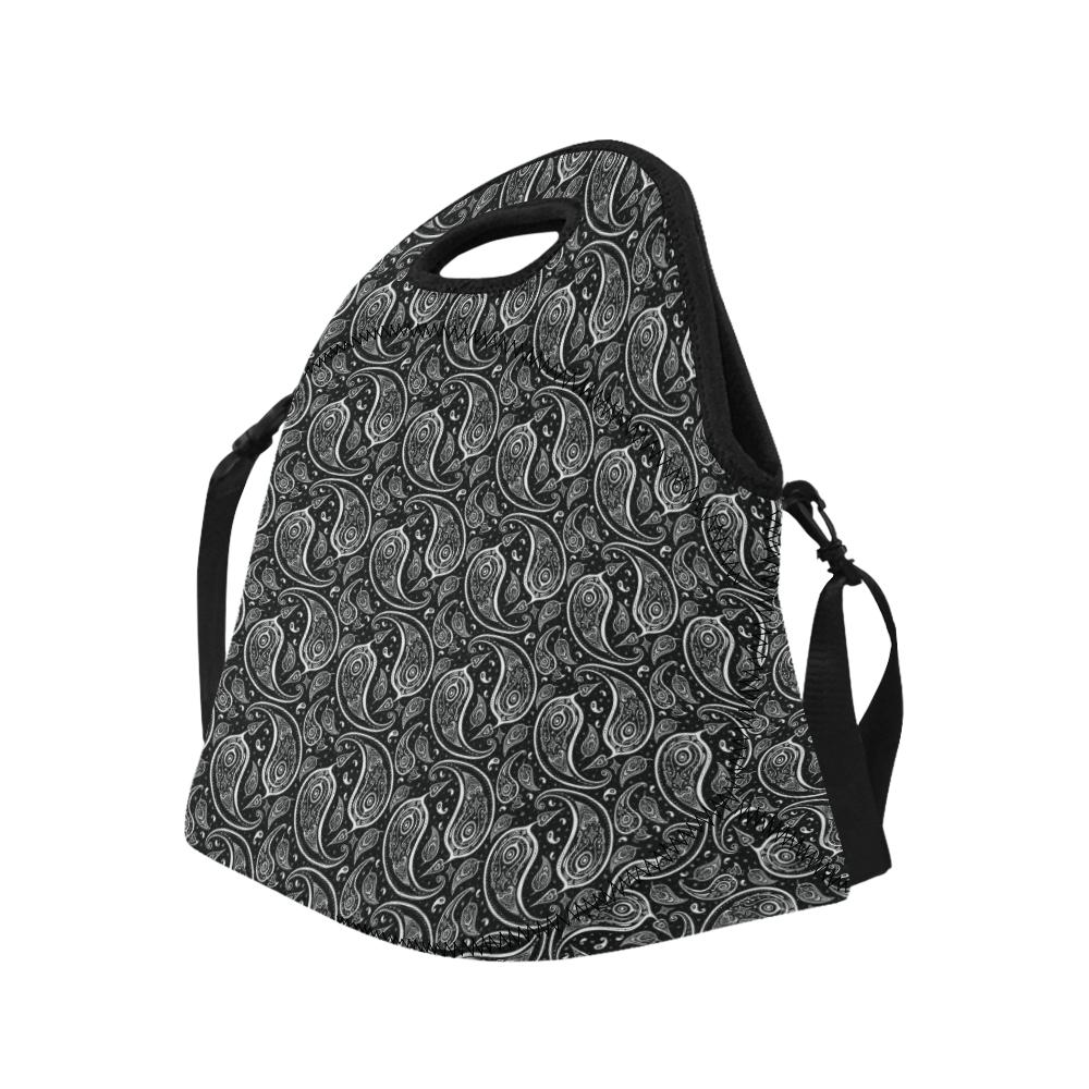 Paisley Black Design Print Neoprene Lunch Bag (Model 1669)(Large)-JTAMIGO.COM