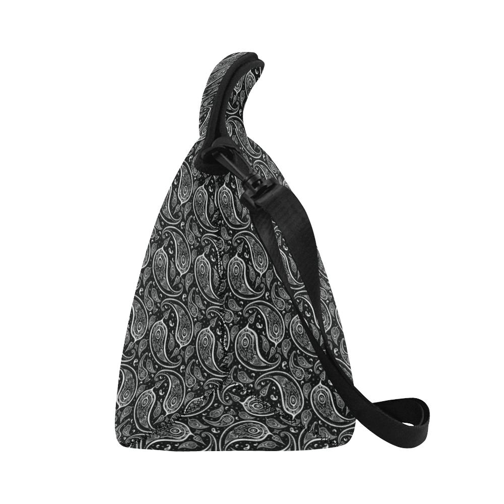 Paisley Black Design Print Neoprene Lunch Bag (Model 1669)(Large)-JTAMIGO.COM