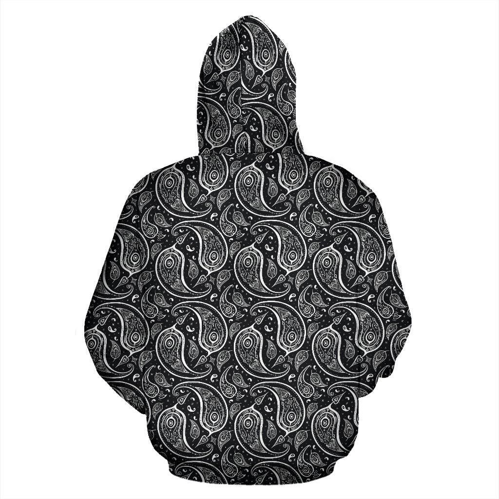 Paisley Black Design Print Pullover Hoodie