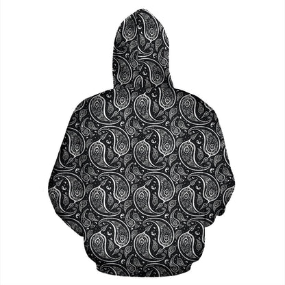Paisley Black Design Print Pullover Hoodie