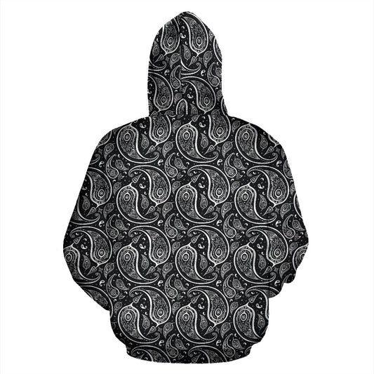 Paisley Black Design Print Pullover Hoodie