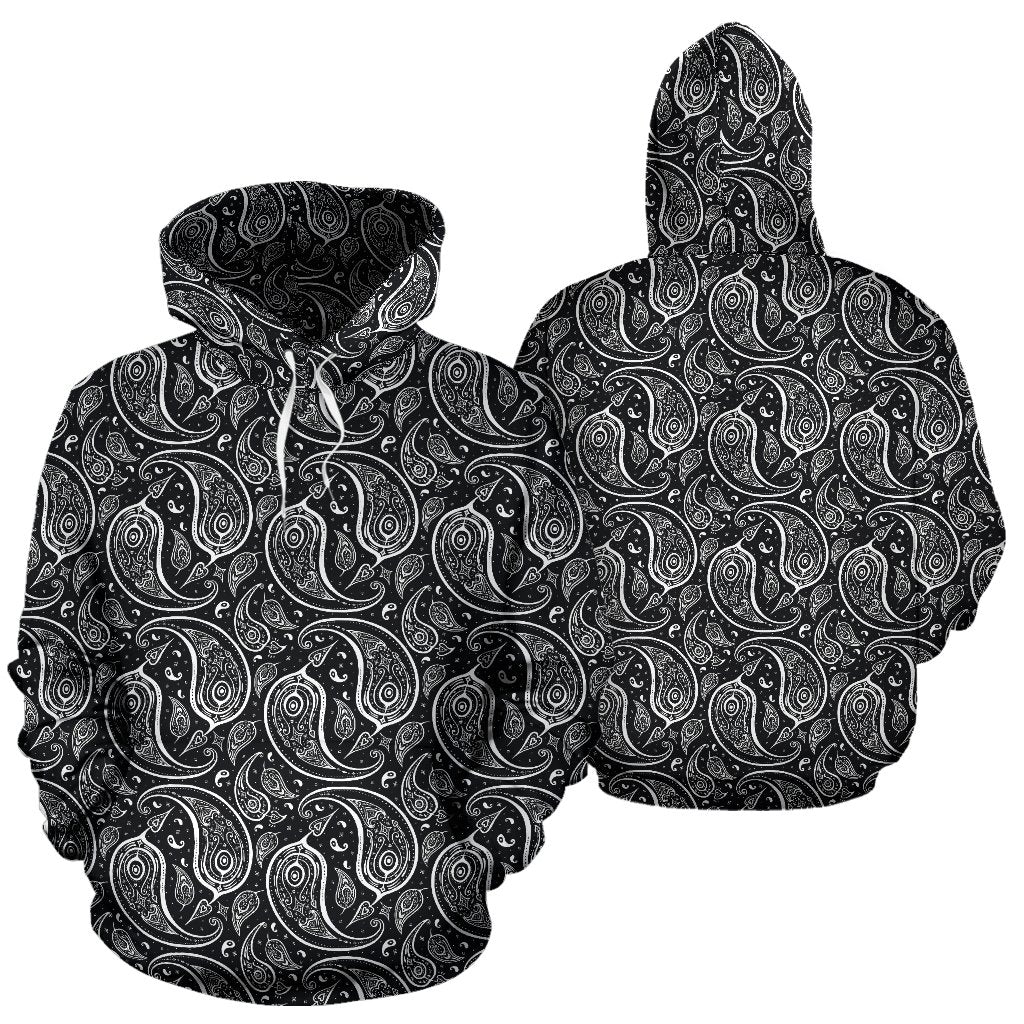 Paisley Black Design Print Pullover Hoodie
