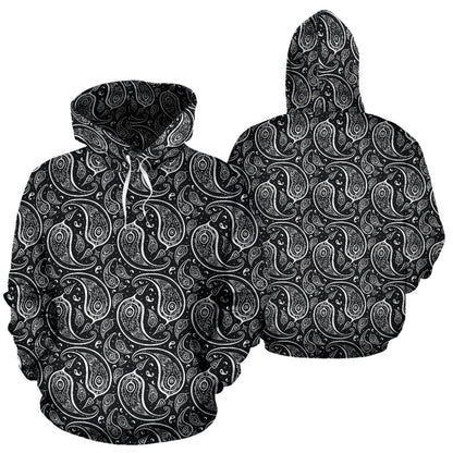Paisley Black Design Print Pullover Hoodie