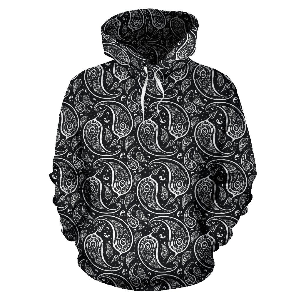 Paisley Black Design Print Pullover Hoodie