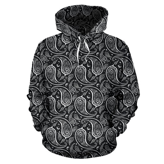 Paisley Black Design Print Pullover Hoodie
