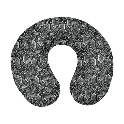 Paisley Black Design Print U-Shaped Travel Neck Pillow-JTAMIGO.COM